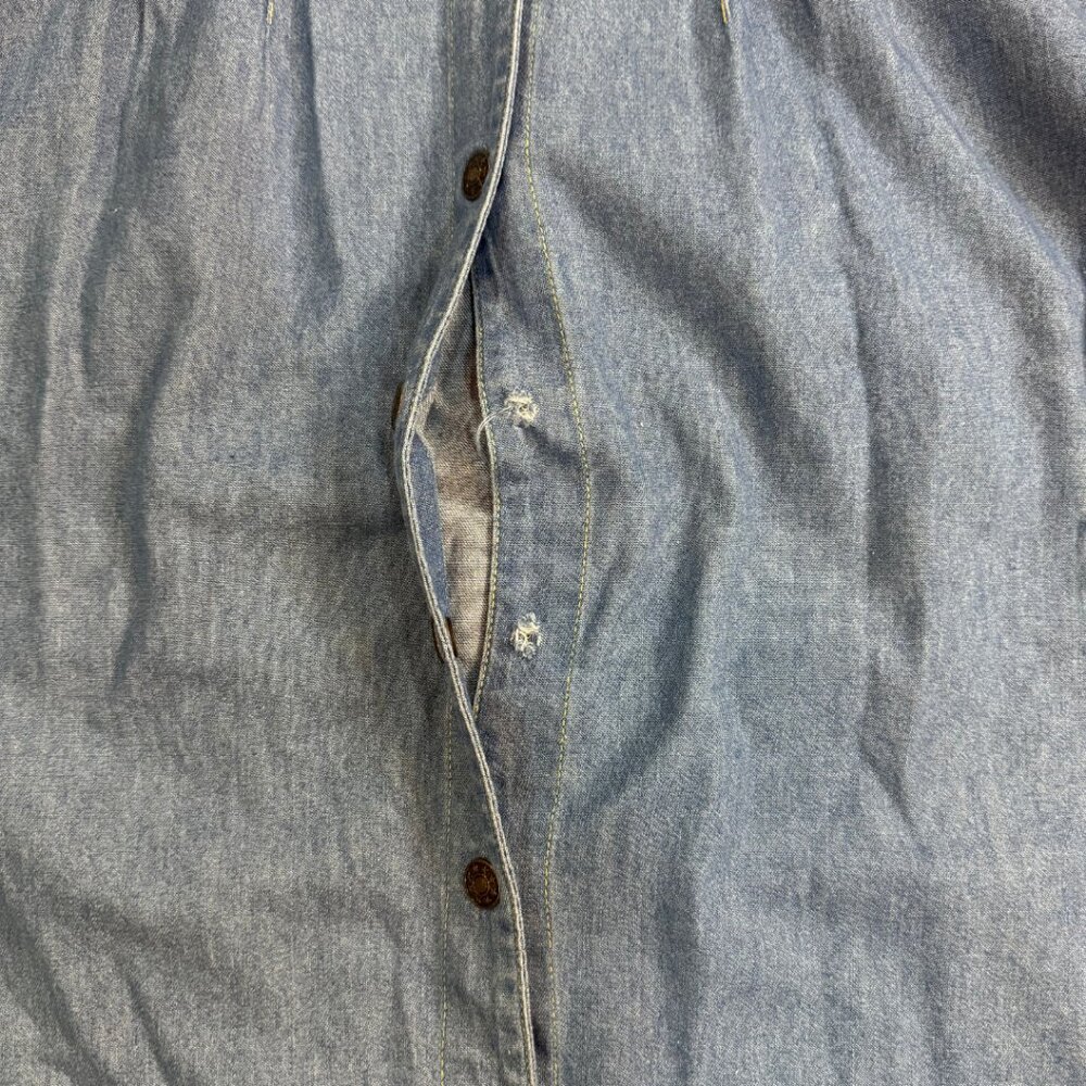 Vintage Plaid Collared Blue Jean Maxi Dress - Picture 5 of 6